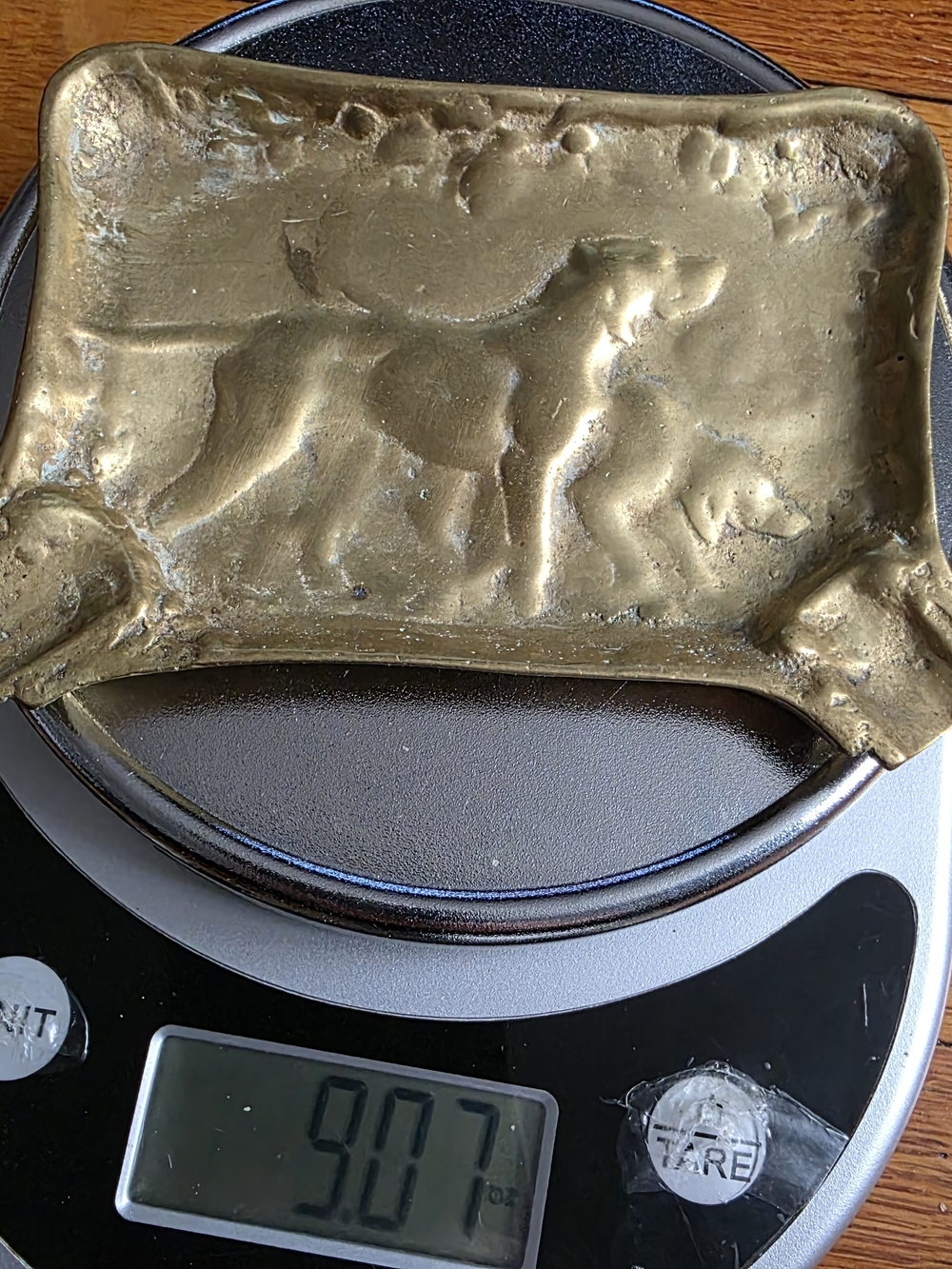 Brass Dog Relief Trinket Dish